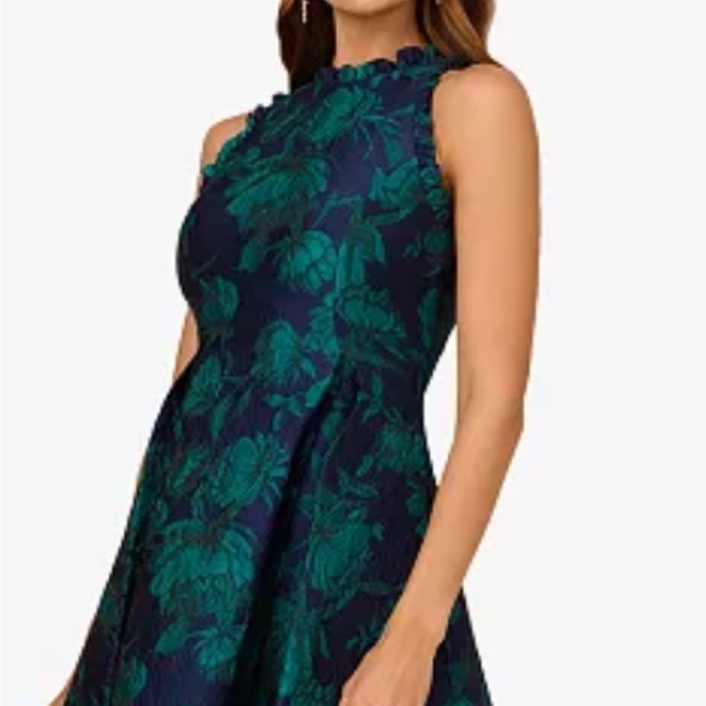 Adrianna Papell Navy and Teal Floral High Low Dress! So beautiful! Style 2026!🩷